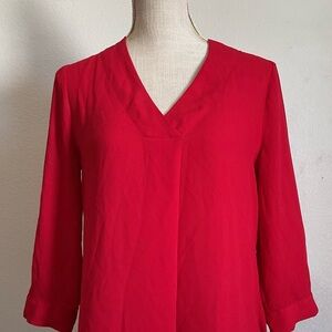 Rose & Olive Bold Red V-Neck Blouse